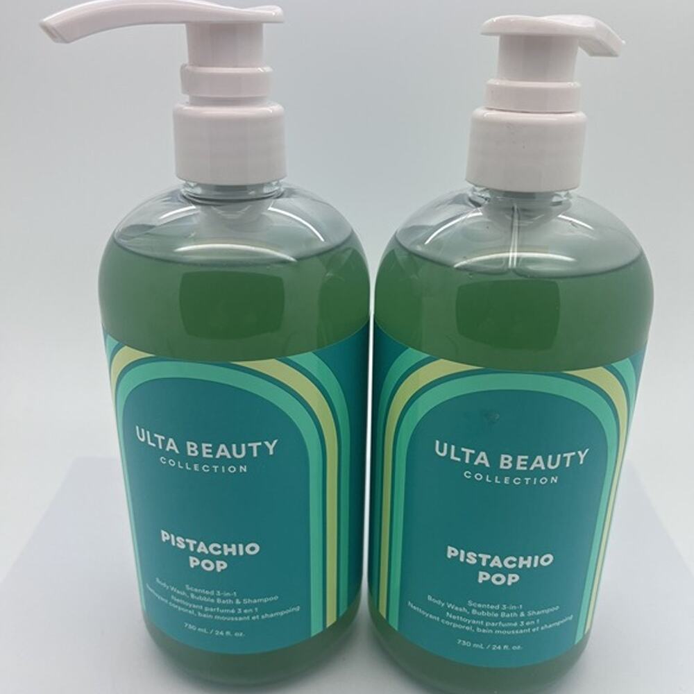 Lot of 2 - PISTACHIO POP Ulta Beauty 3-in-1 Body Wash Bubble Bath Shampoo 24 oz